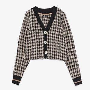 Zara Black and White Houndstooth Sweater